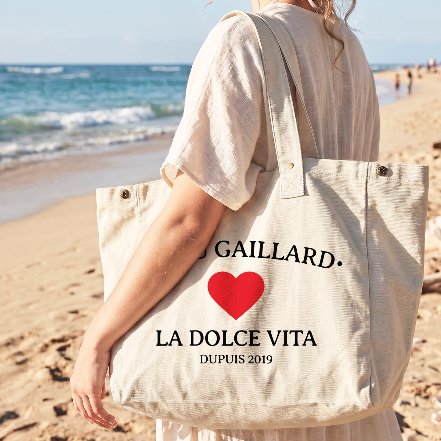 La Dolce Vita fourre-tout en coton délavé naturel Personalisée vacances