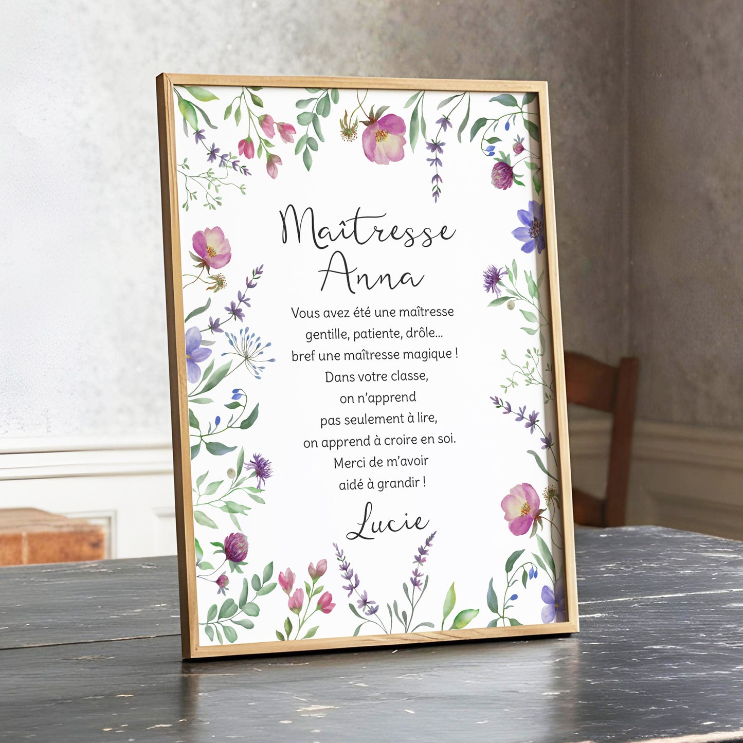 Affiche encadrée cadeau fleurs