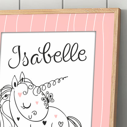 Affiche encadrée enfant Licorne