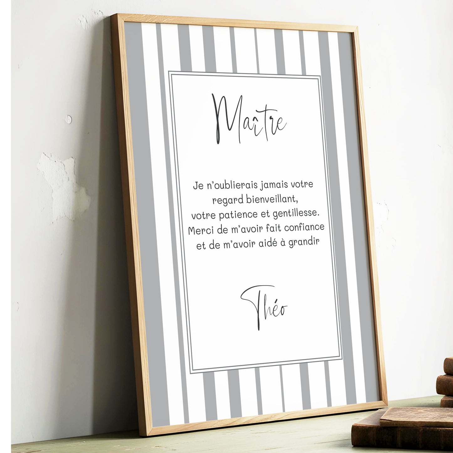 Affiche impression d'art avec cadre à personnaliser Rayures grise