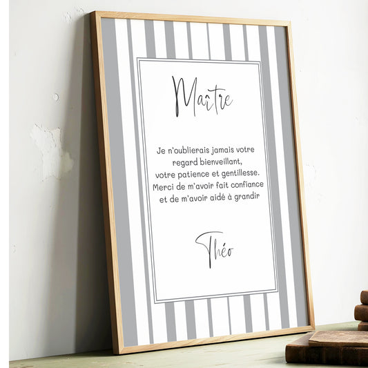 Affiche impression d'art avec cadre à personnaliser Rayures grise
