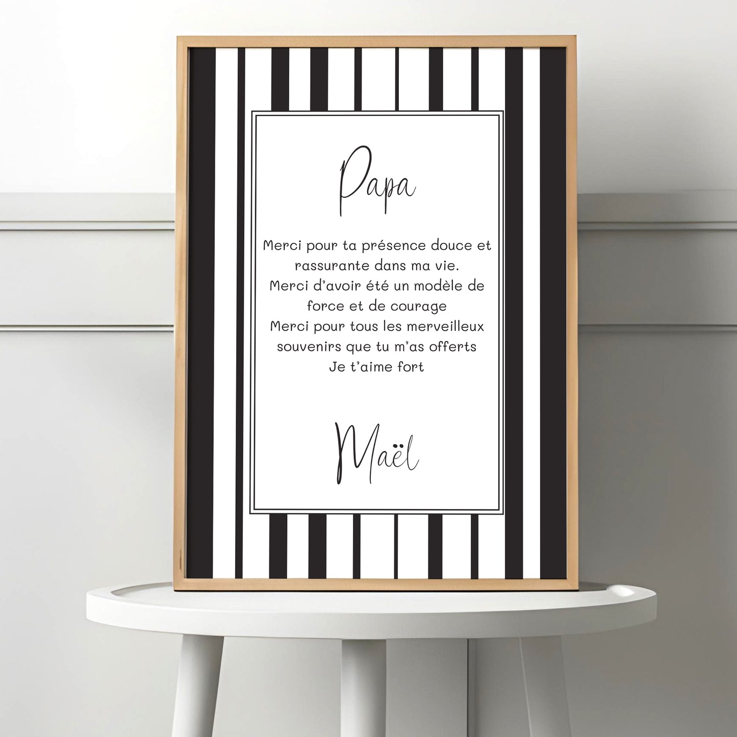 Affiche impression d'art avec cadre à personnaliser Rayures noir