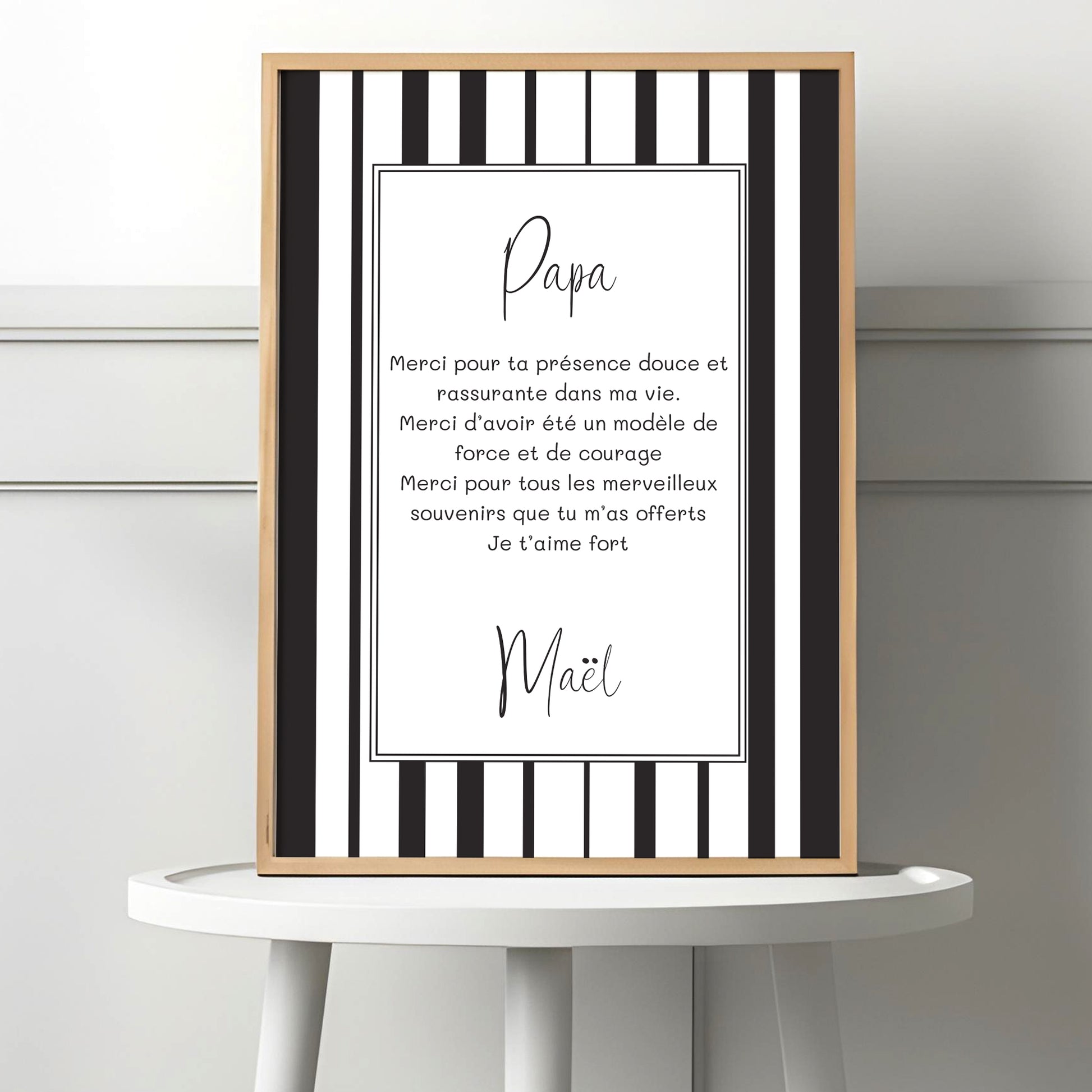 Affiche impression d'art avec cadre à personnaliser Rayures noir