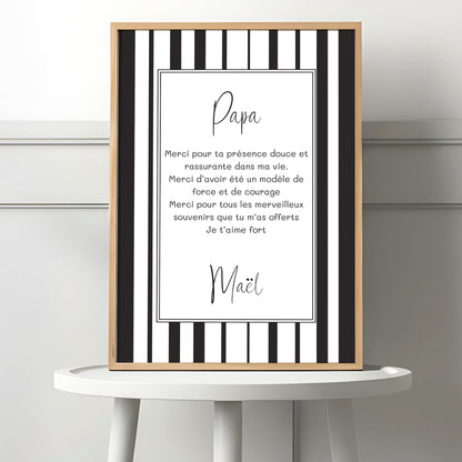 Affiche impression d'art avec cadre à personnaliser Rayures noir