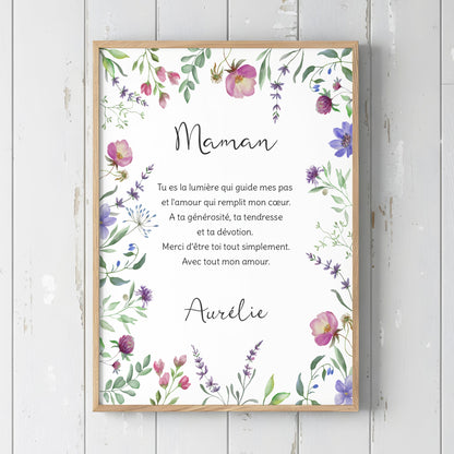 Affiche impression d'art cadeau personnalisée fleurs