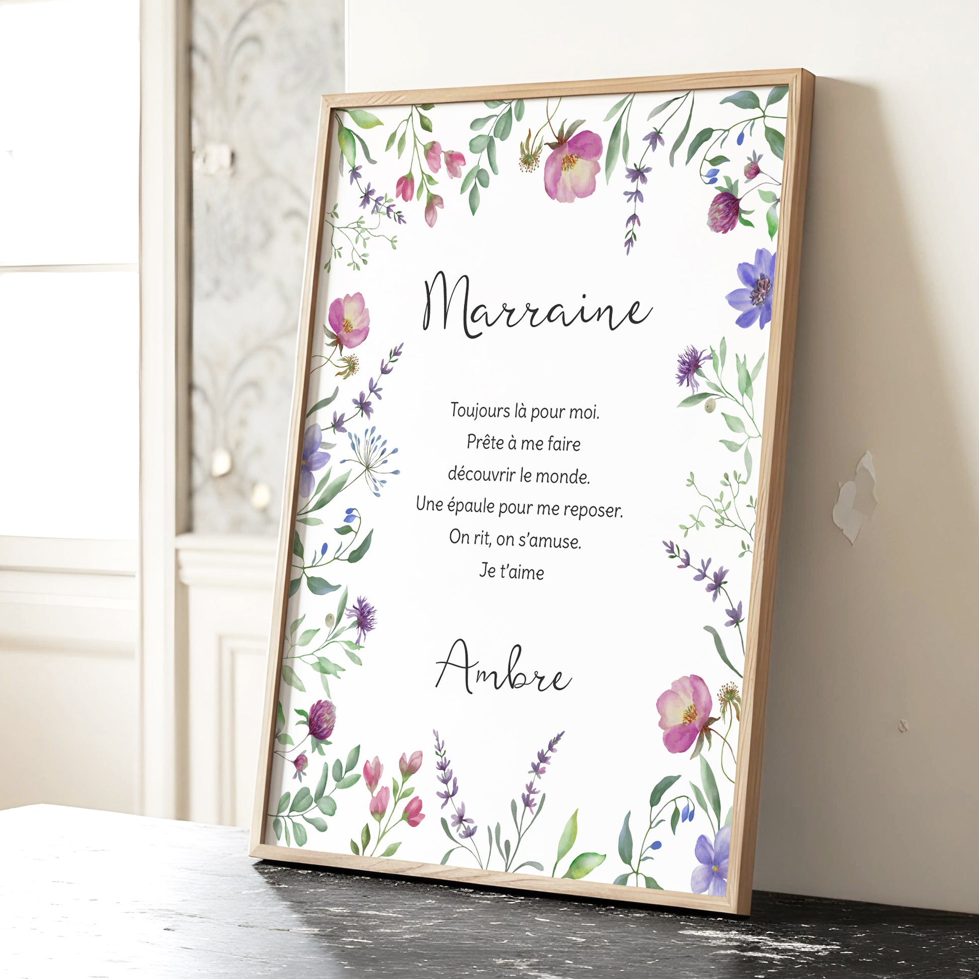 Affiche personnalisée cadeau fleurs