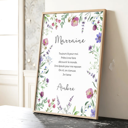 Affiche personnalisée cadeau fleurs