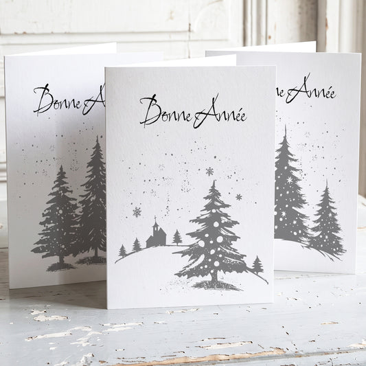 Arbres d'argent lot de 6 cartes de voeux