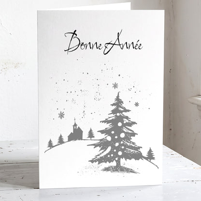 Arbres d'argent lot de 6 cartes bonne annee