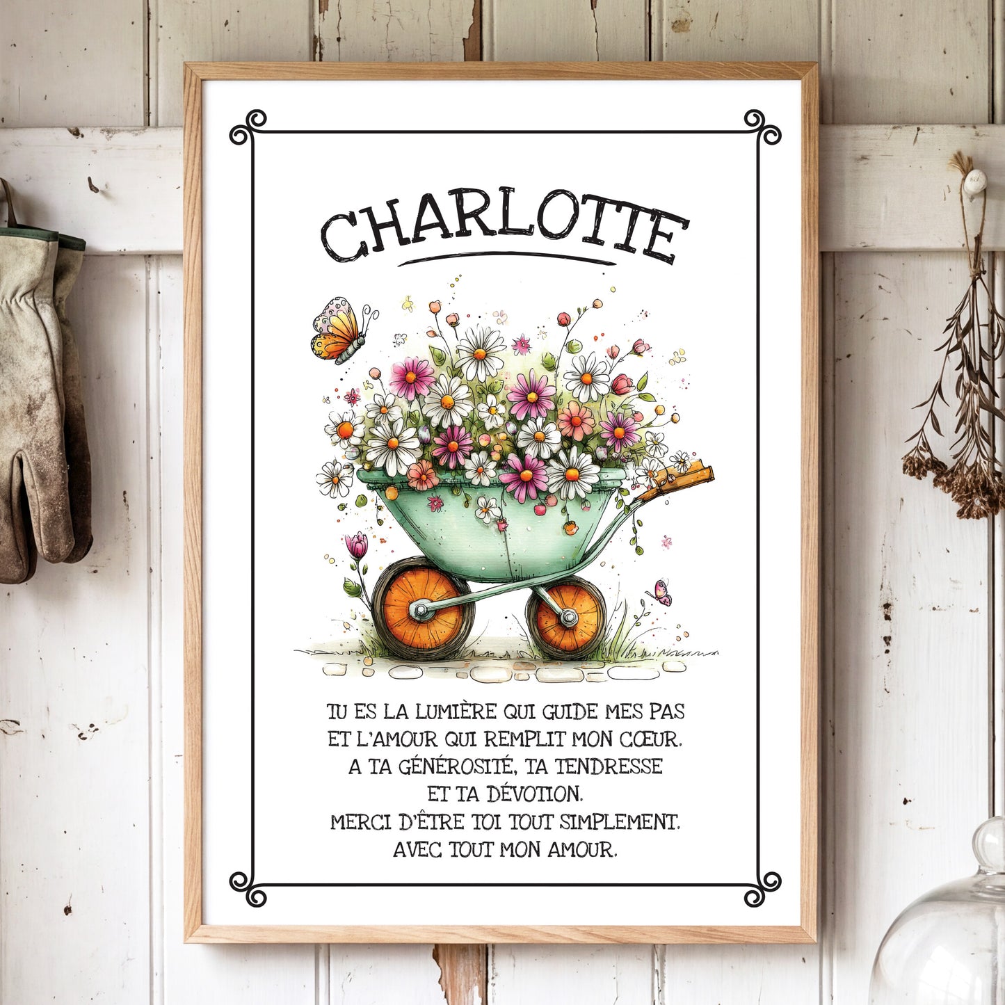 Affiche Jardinier avec cadre à personnaliser 