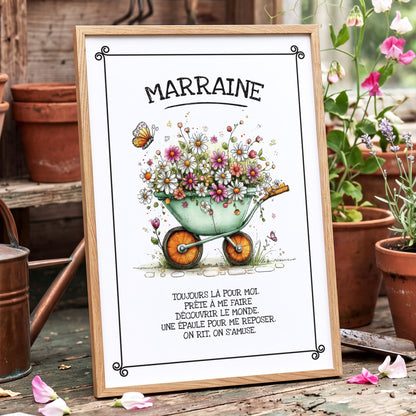 Affiche Jardinage avec cadre à personnaliser . Cadeau Maman