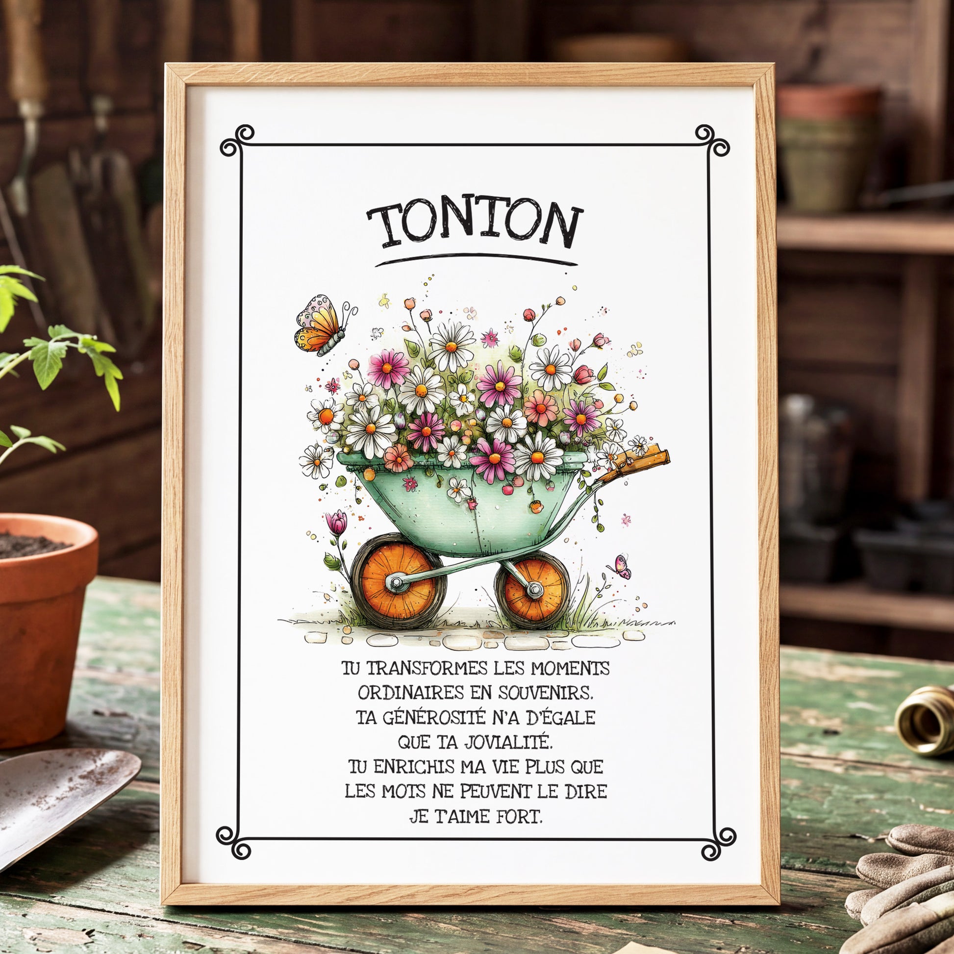 Affiche à personnaliser avec cadre jardinage