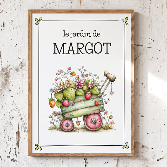 Affiche Jardinier avec cadre à personnaliser.