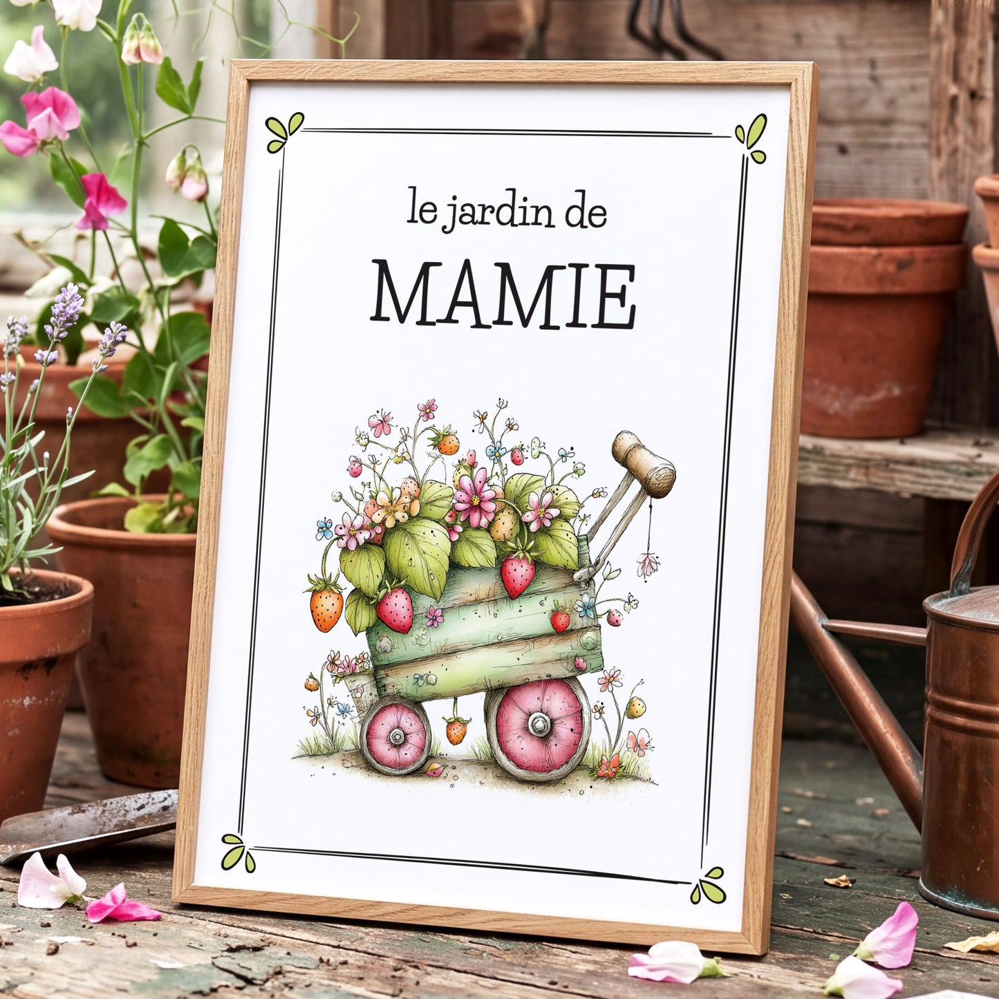 Affiche encadrée à personnaliser, cadeau jardinage 