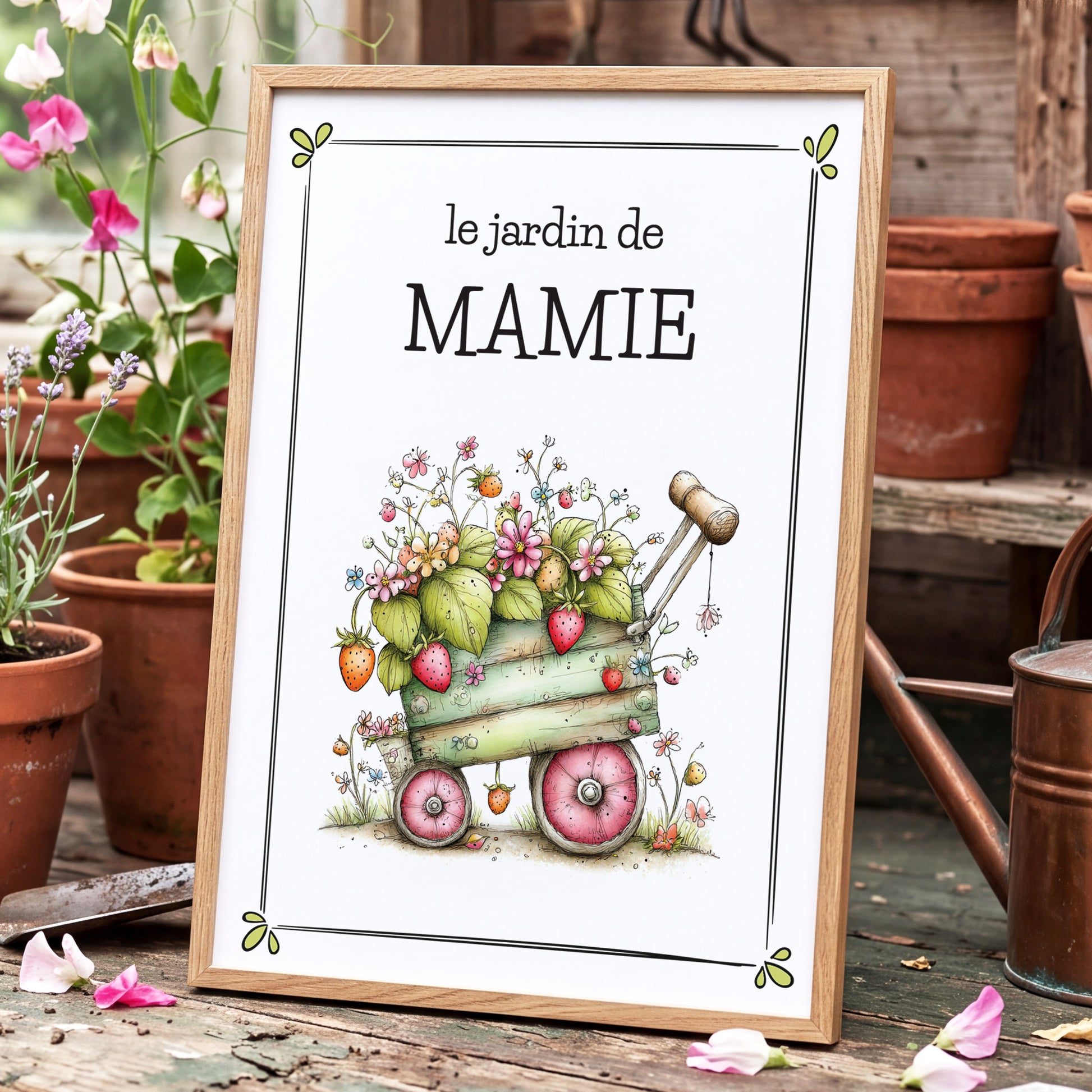 Affiche encadrée à personnaliser, cadeau jardinage 