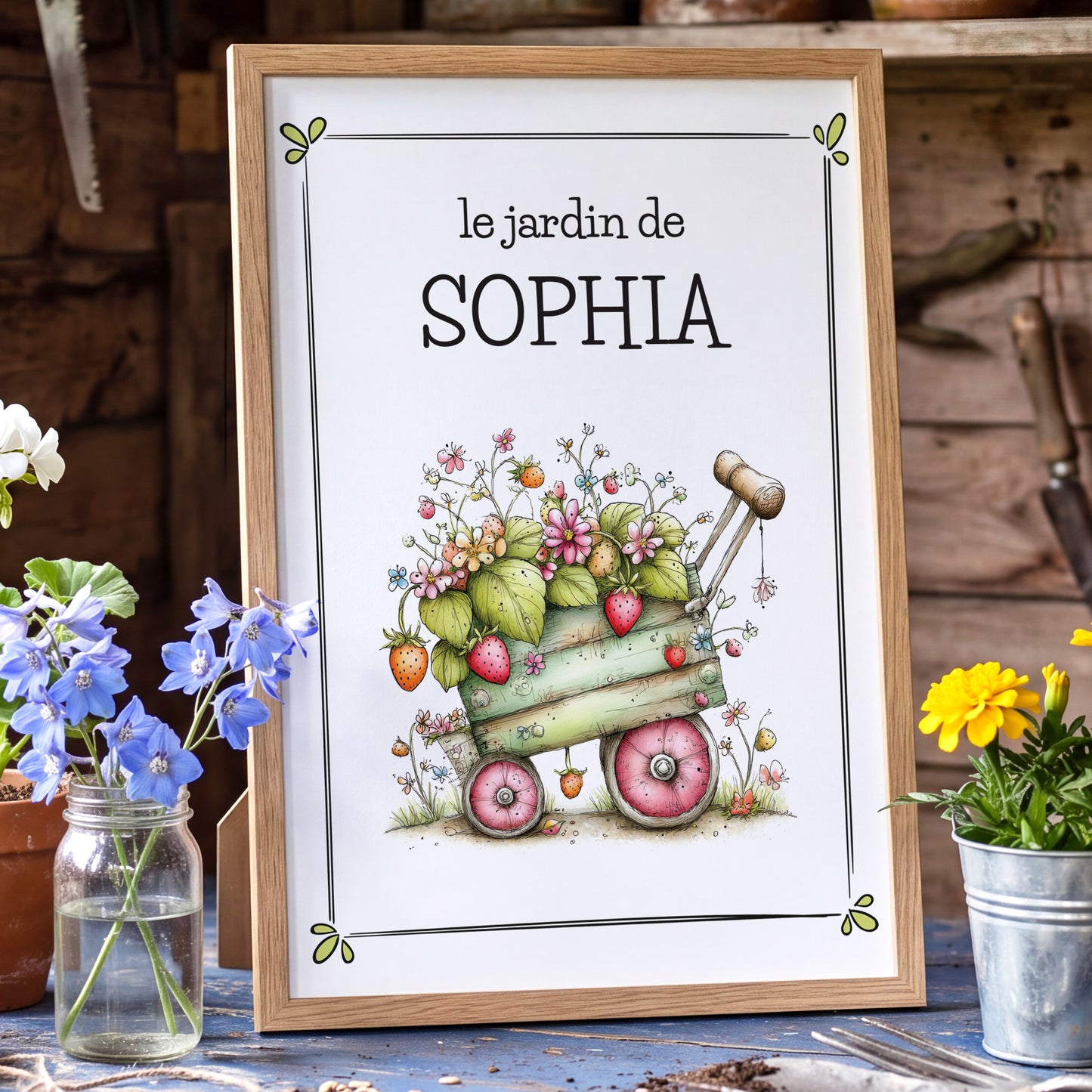 cadeau jardinage à personnaliser, affiche encadrée 