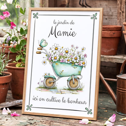 Affiche encadrée à personnaliser.  Cadeau unique jardinage