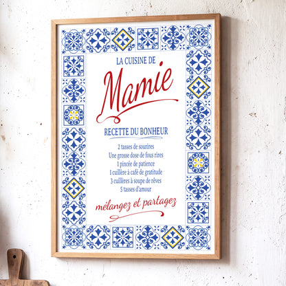 La Dolce Vita - Affiche Cuisine avec cadre à personnaliser. Cadeau Mamie