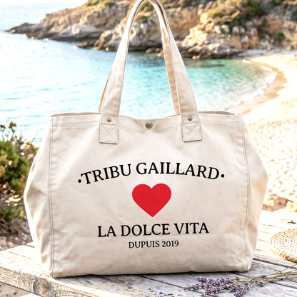 La Dolce Vita fourre-tout en coton délavé naturel Personalisée