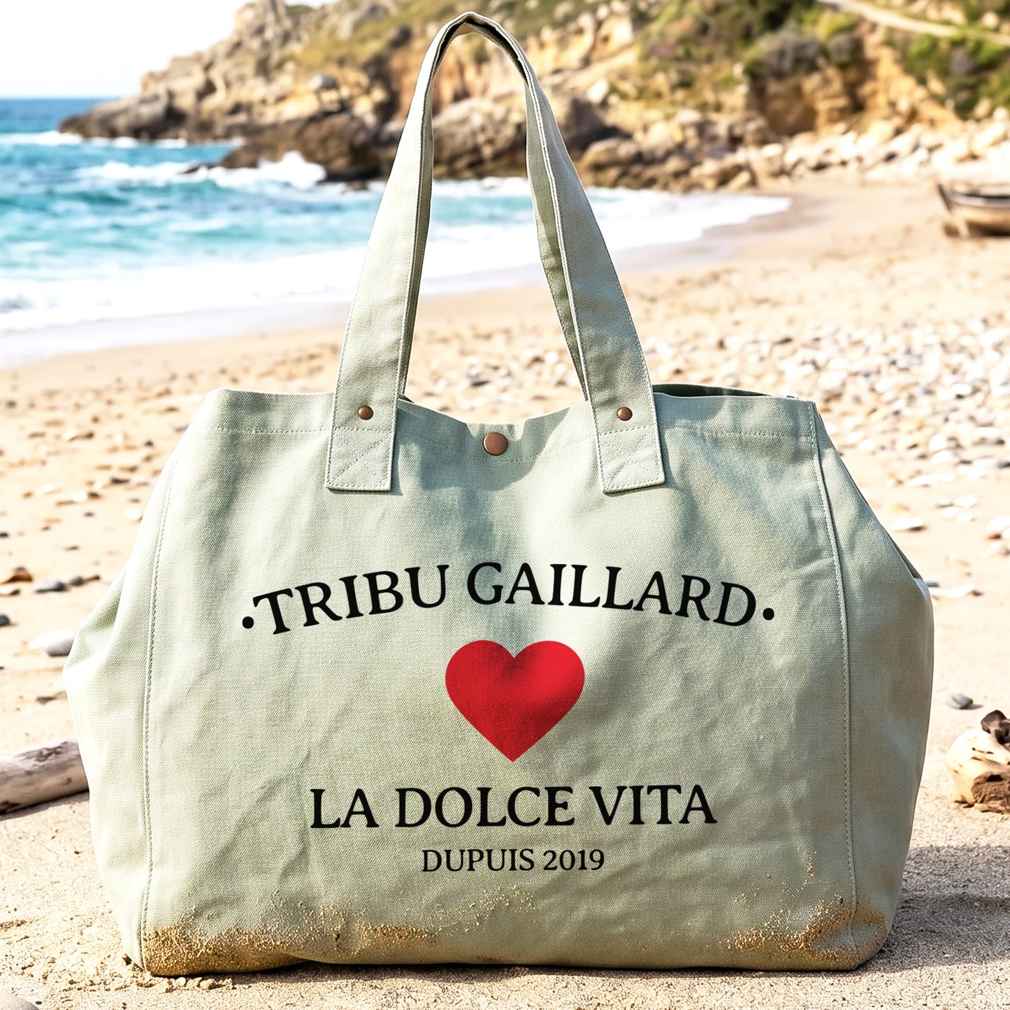 La Dolce Vita fourre-tout en coton délavé vert gris