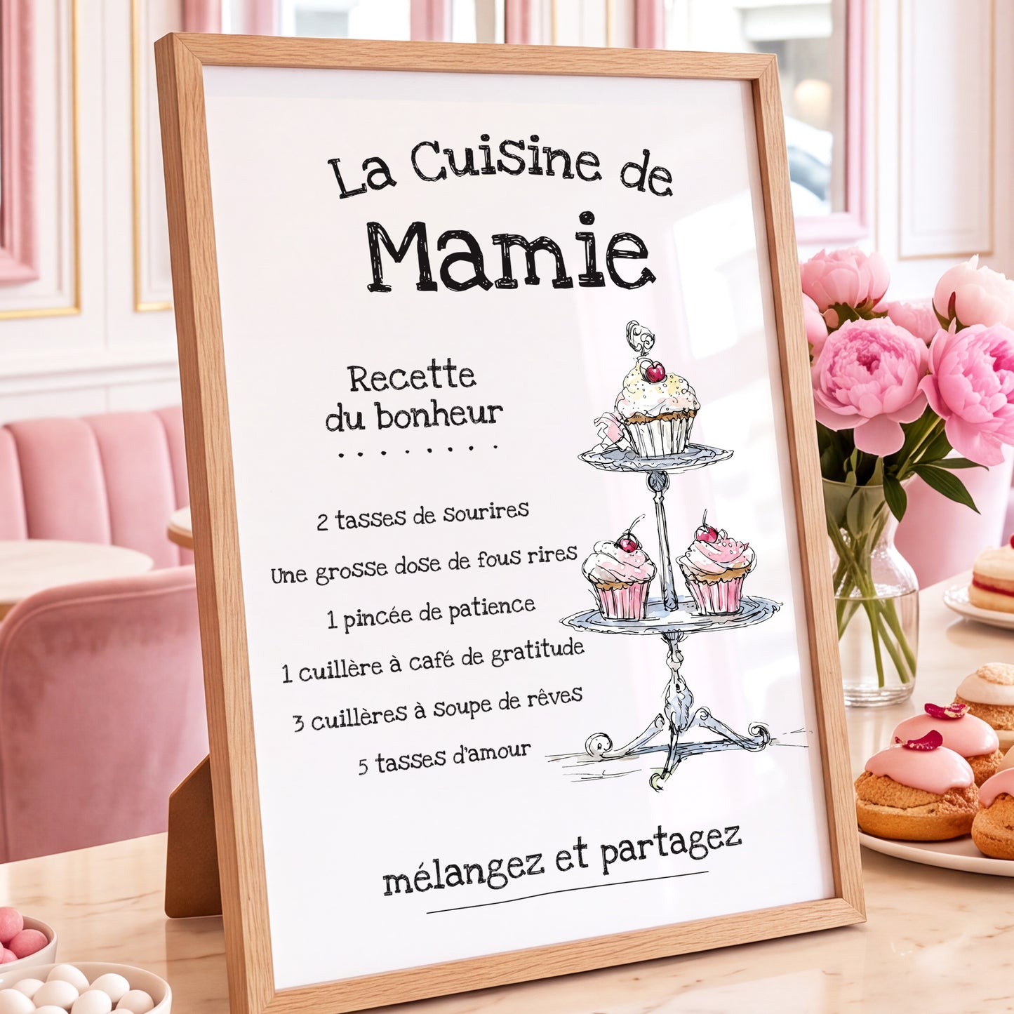 La Pâtisserie - Affiche Cuisine avec cadre à personnaliser. Mamie cadeau
