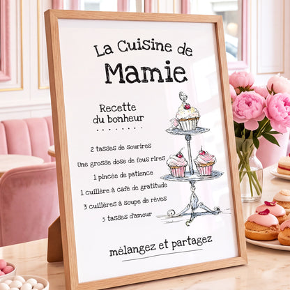 La Pâtisserie - Affiche Cuisine avec cadre à personnaliser. Mamie cadeau