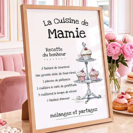La Pâtisserie - Affiche Cuisine avec cadre à personnaliser. Mamie cadeau