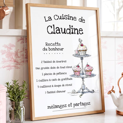 La Pâtisserie - Affiche Cuisine avec cadre à personnaliser. cadeau Mamn