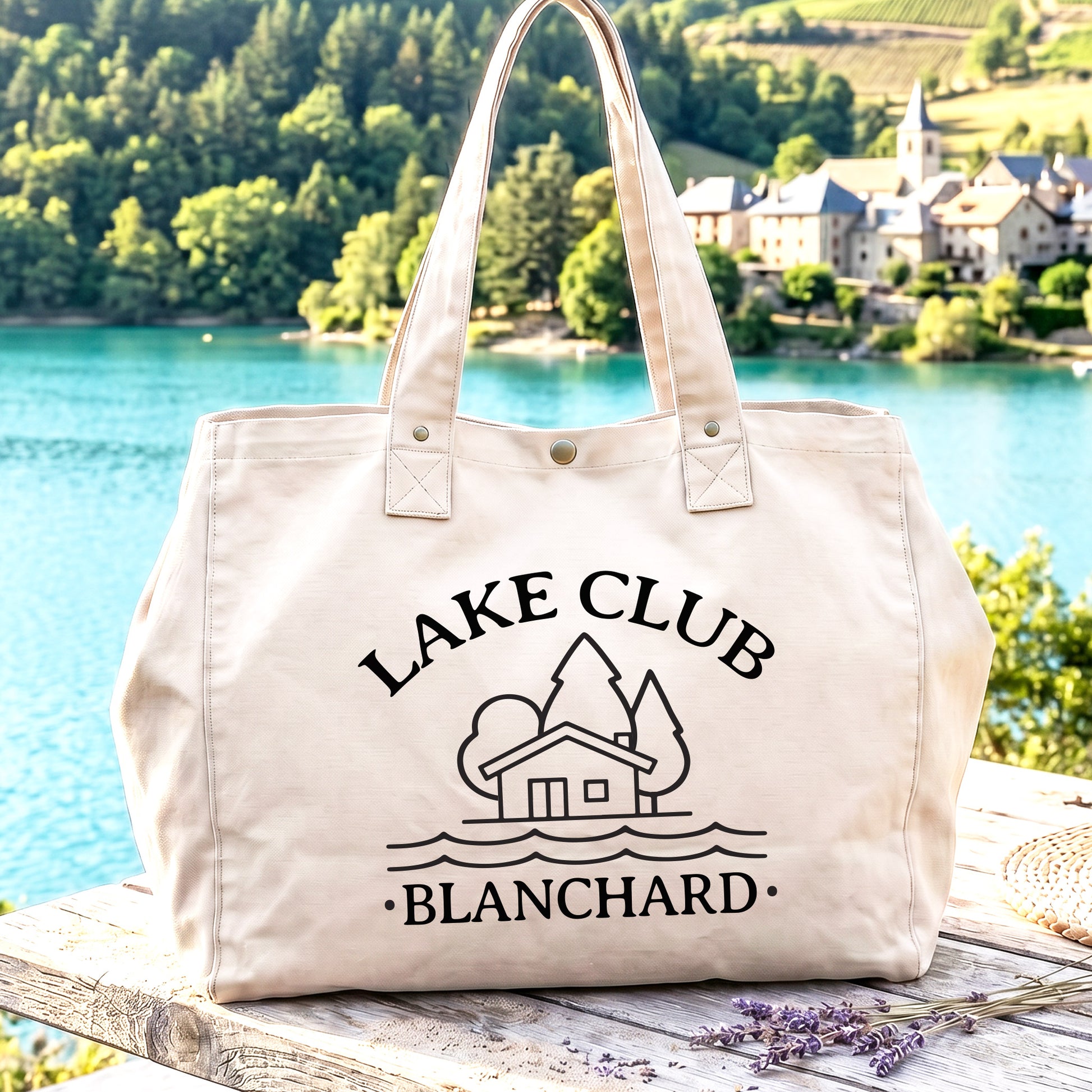 Lake Club fourre-tout en coton délavé naturel Personalisée