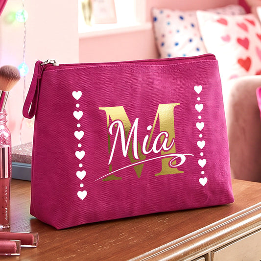 Little Hearts - Trousse à maquillage Fuchsia personnalisée