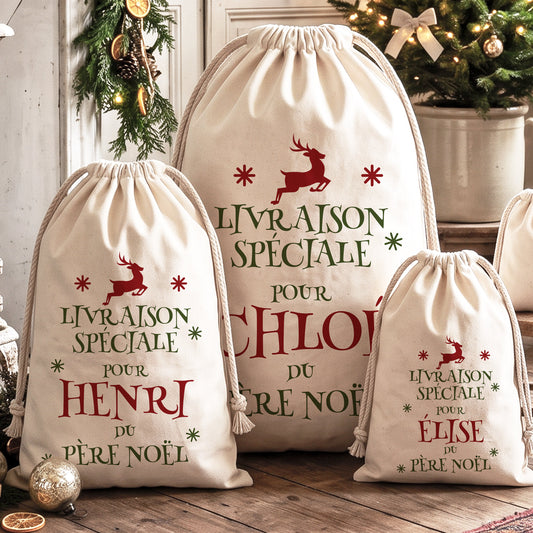 Livraison Spéciale - Hottes de Noël personnalisées.