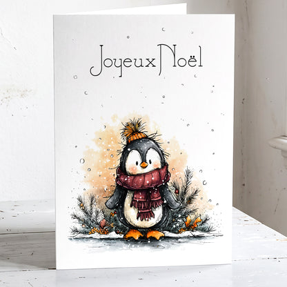 Pingouins - Lot de 6 cartes de Noël. 100% SANS ARBRES.