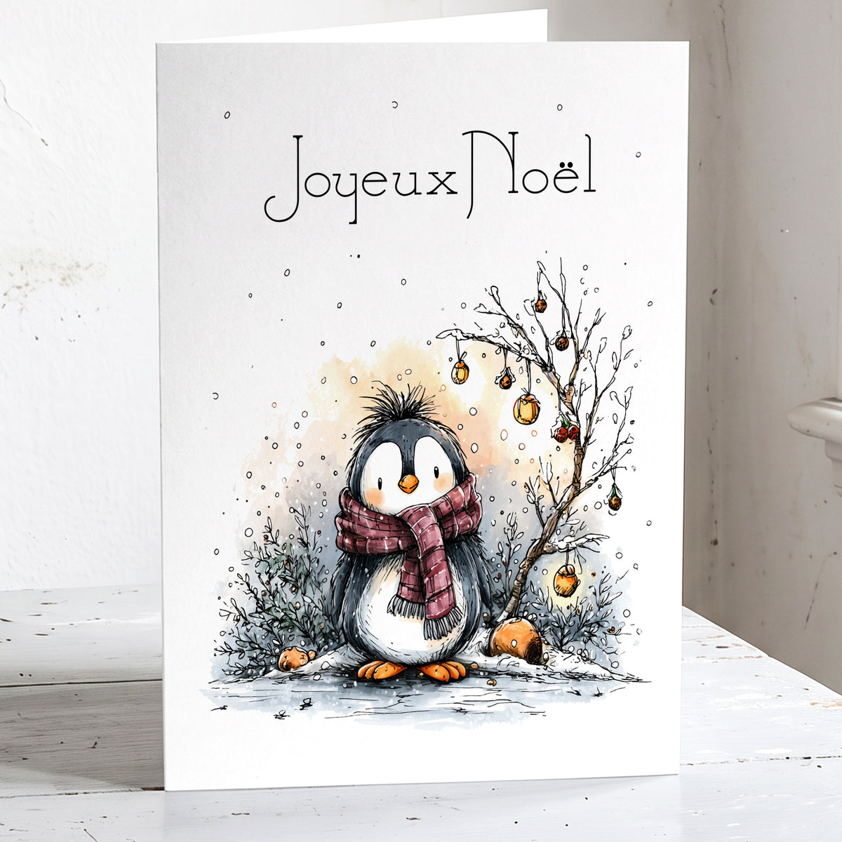 Pingouins - Lot de 6 cartes de Noël. 100% SANS ARBRES. écoresponsables.