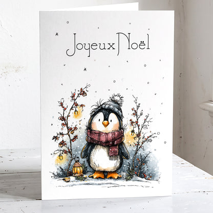 Pingouins - Lot de 6 cartes de Noël écoresponsables