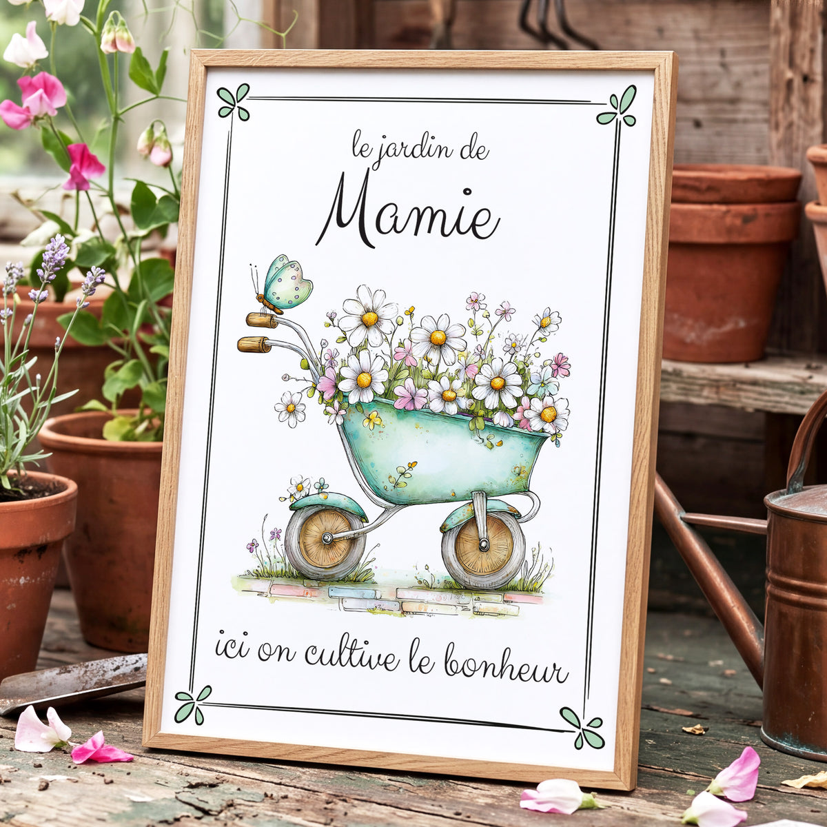 Affiche jardinier personnalisée avec cadre, une idée cadeau pour un passionné de jardinage
