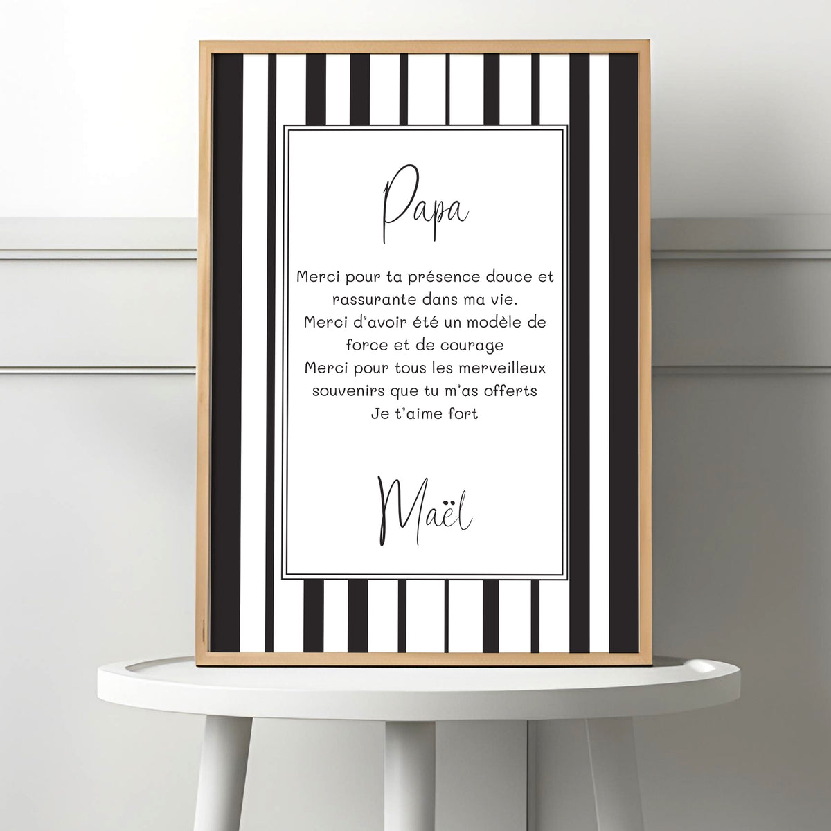 Affiche Rayures grises personnalisée avec texte