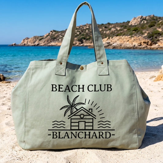 Beach Club fourre-tout en coton délavé vert gris.