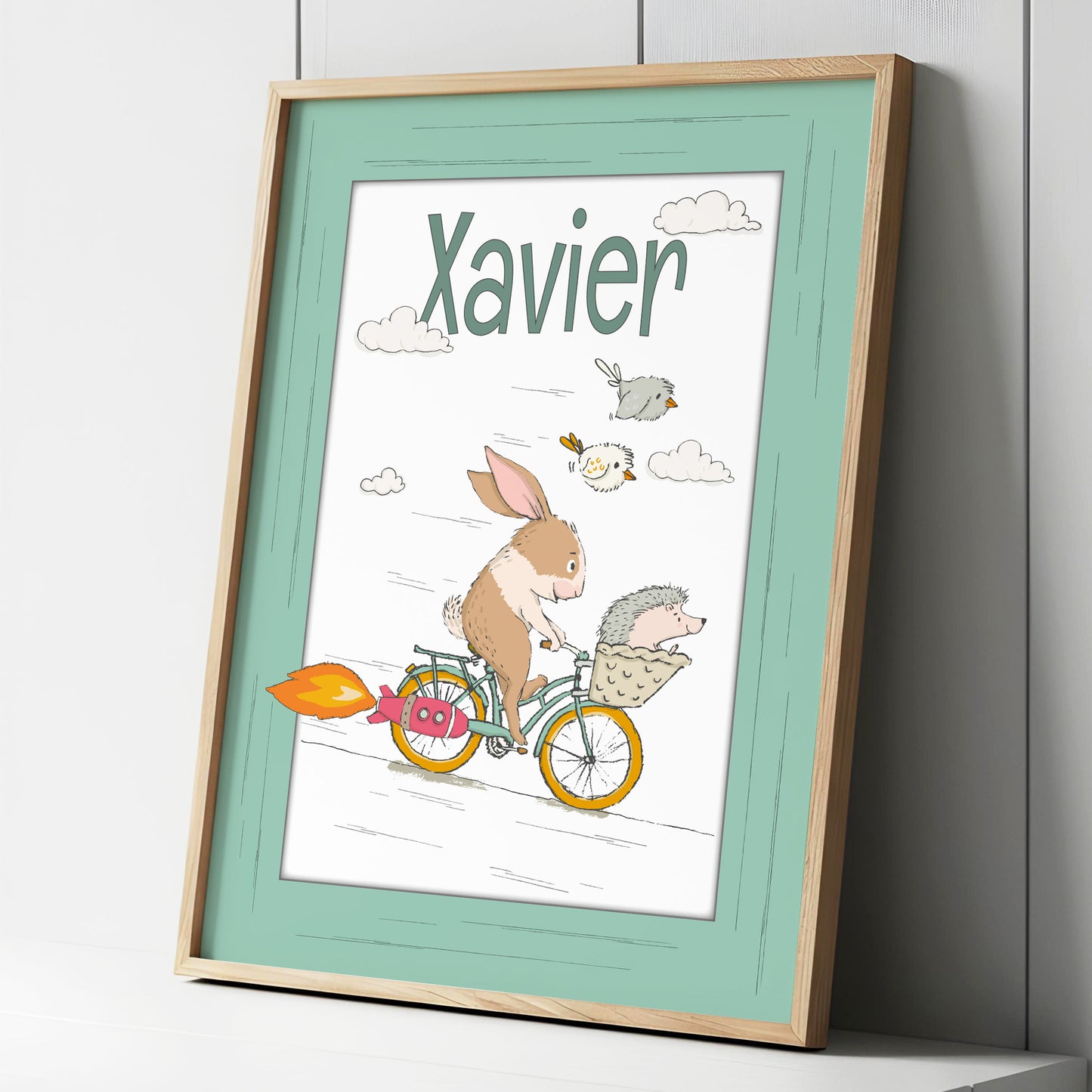 Vélo - Affiche impression d'art avec cadre à personnaliser.