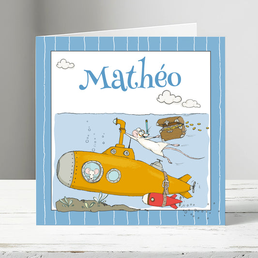 carte amusante personalisee anniversaire enfant submarine