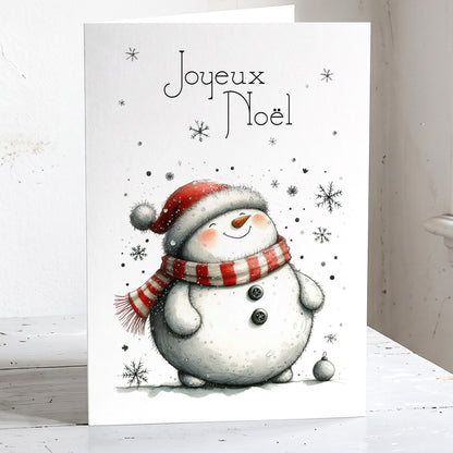 Bonhomme de neige - Lot de 6 cartes de Noël. tree free
