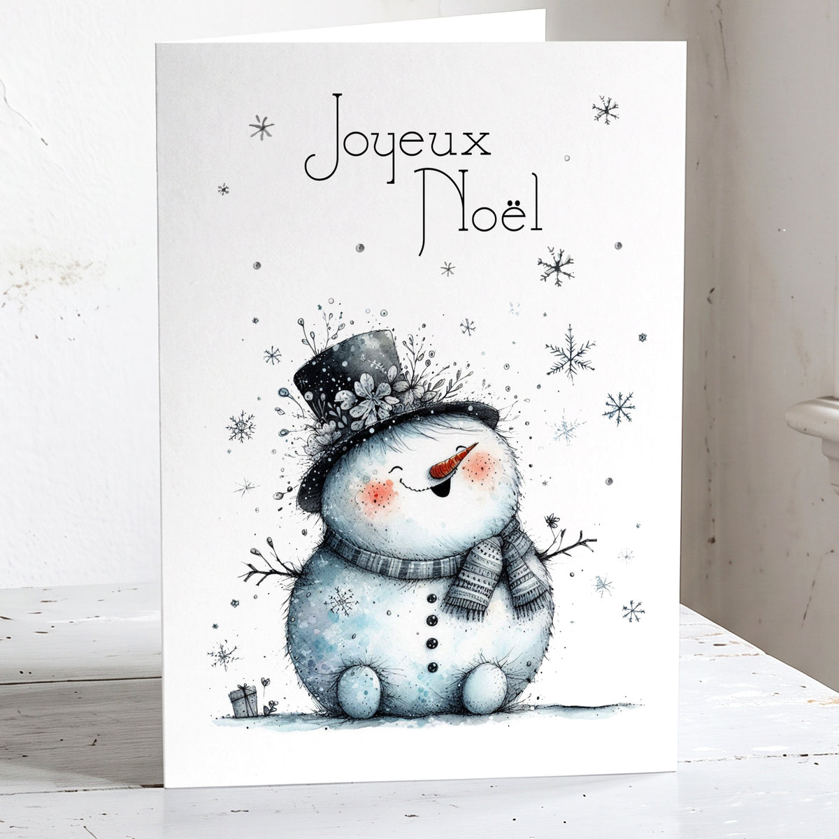 Bonhomme de neige - Lot de 6 cartes de Noël écoresponsables