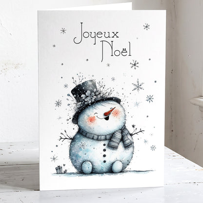 Bonhomme de neige - Lot de 6 cartes de Noël écoresponsables