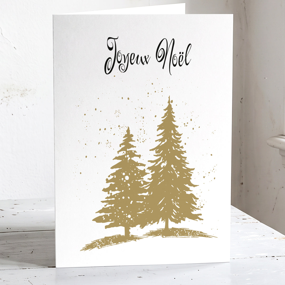 Sapins d'Or - Lot de 6 cartes de Noël écoresponsables, sans arbres.