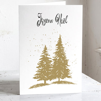Sapins d'Or - Lot de 6 cartes de Noël écoresponsables, sans arbres.