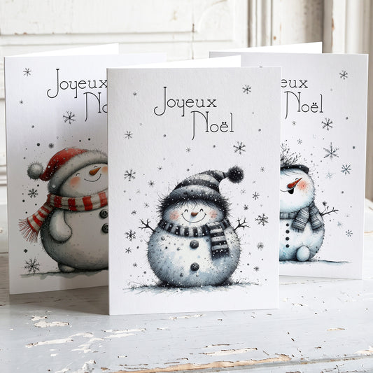 Bonhomme de neige - Lot de 6 cartes de Noël