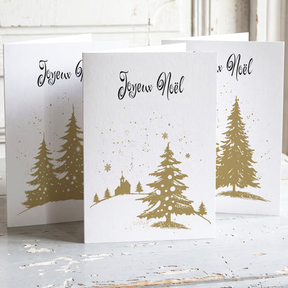 Sapins d'Or - Lot de 6 cartes de Noël