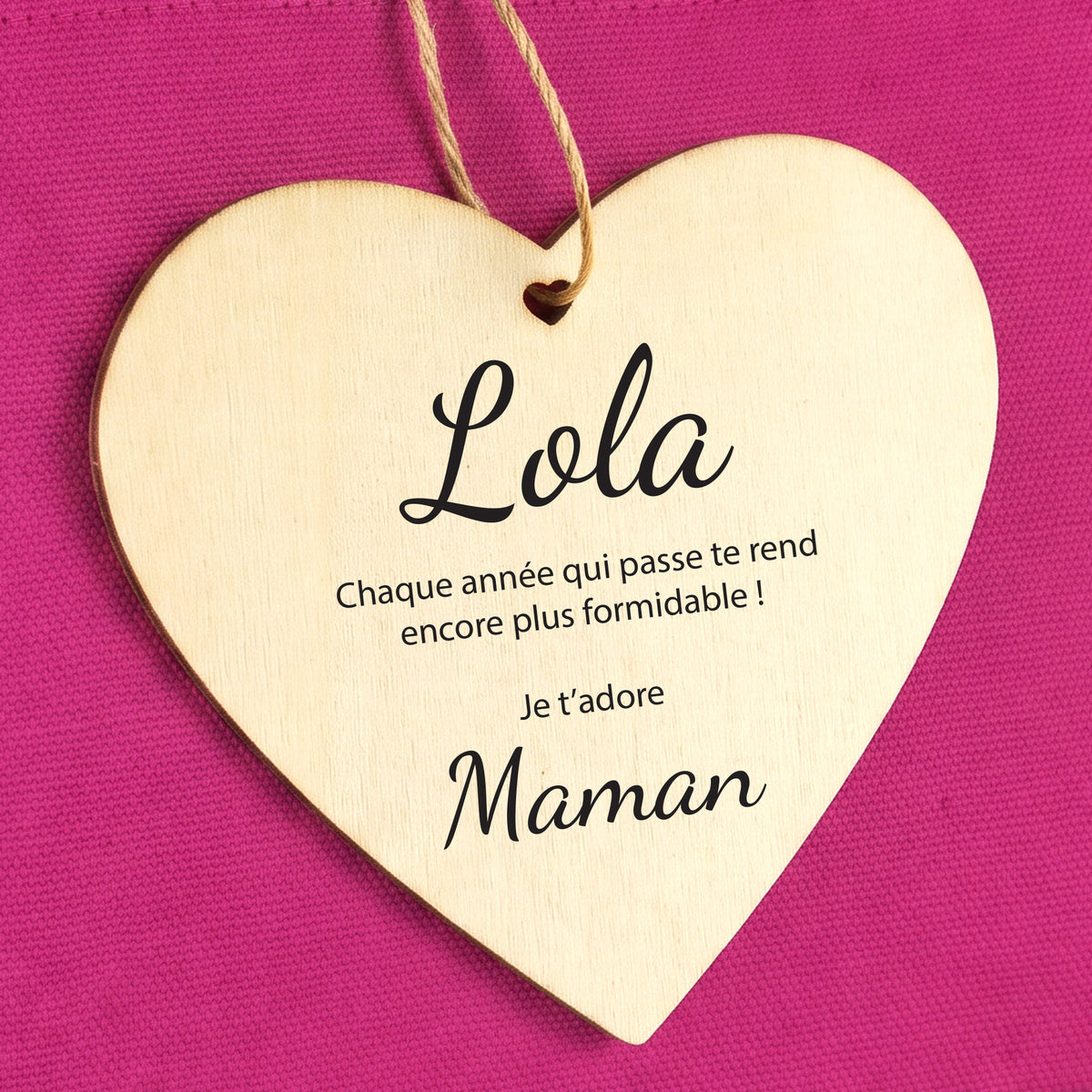 cœur en bois avec message personnalisé