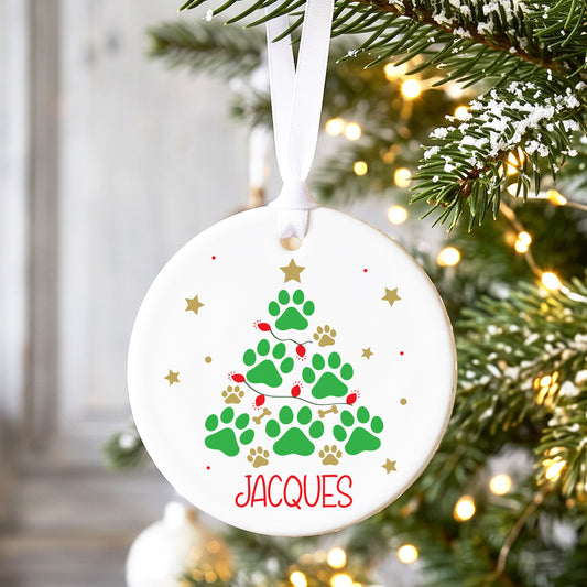 Décoration de Noël personnalisée pour chien en céramique avec prénom