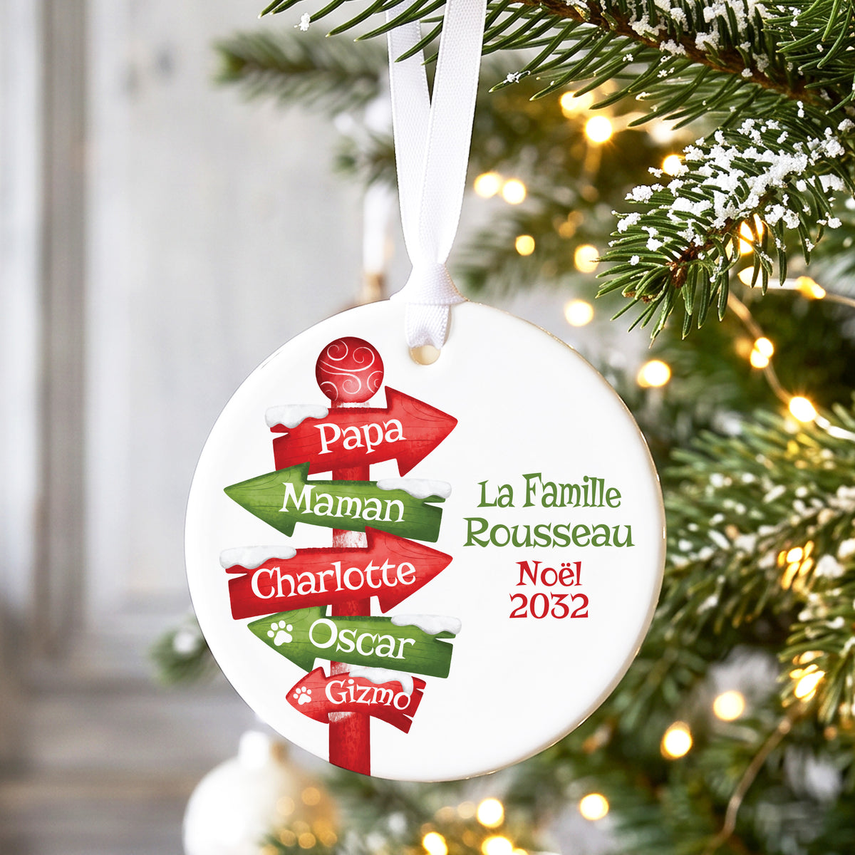 Décoration de Noël familiale personnalisée en céramique Pôle Nord