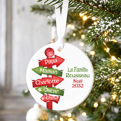 Décoration de Noël familiale personnalisée en céramique Pôle Nord